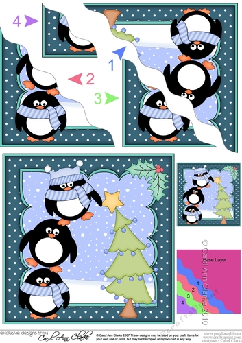 Christmas Pip Penguin & Friends put the Star on the Christmas Tree Wavy Corner side stacker Topper