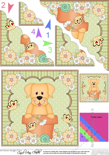 Flower Pot Friends Cute Little Golden Labrador Dog Scalloped Corner Stacker