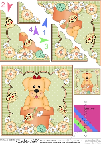 Flower Pot Friends Cute Little Golden Labrador Dog Scalloped Corner Stacker