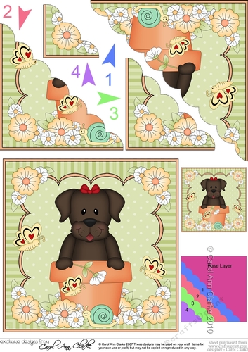 Flower Pot Friends Cute Little Chocolate Labrador Dog Scalloped Corner Stacker