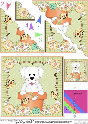 Flower Pot Friends Cute Little White Labrador Dog Scalloped Corner Stacker