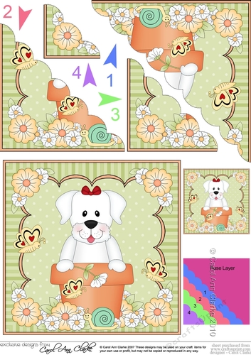 Flower Pot Friends Cute Little White Labrador Dog Scalloped Corner Stacker