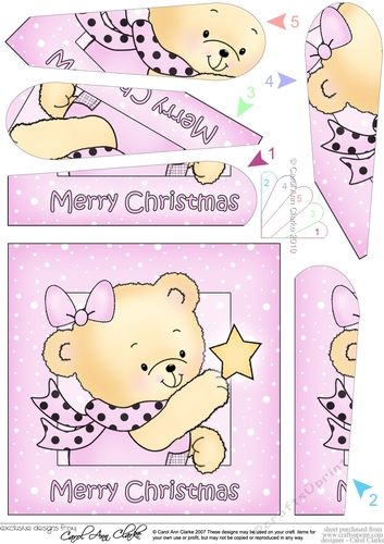 Cute Hunney Bear Rosie has a Christmas Star - Fan Pyramage Topper