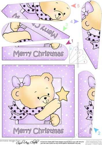 Cute Hunney Bear Rosie has a Christmas Star - Fan Pyramage Topper