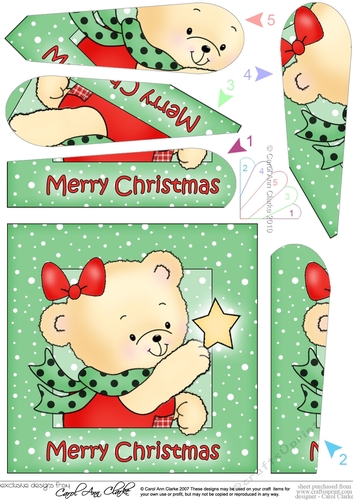 Cute Hunney Bear Rosie has a Christmas Star - Fan Pyramage Topper