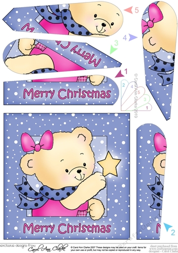 Cute Hunney Bear Rosie has a Christmas Star - Fan Pyramage Topper