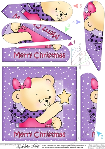 Cute Hunney Bear Rosie has a Christmas Star - Fan Pyramage Topper
