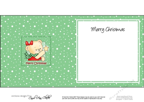 Cute Hunney Bear Rosie has a Christmas Star square landscape insert