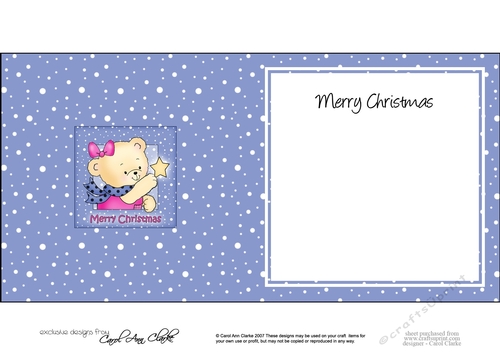 Cute Hunney Bear Rosie has a Christmas Star square landscape insert