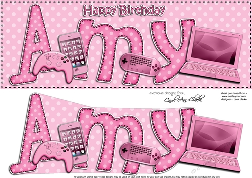 Large DL Birthday AMY 3D decoupage