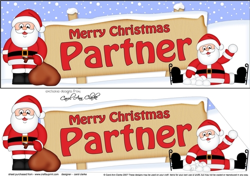 large DL Merry Christmas PARTNER Santa 3D decoupage