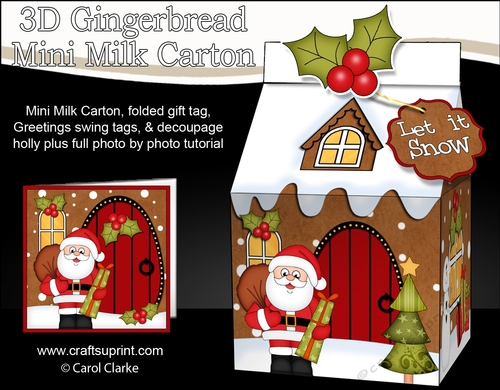 3D Christmas Milk Carton Gingerbread House Treat Box Mini Kit -  Santa has his Sack of Presents