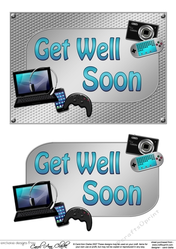 5x7 GET WELL SOON Gadgets n Gizmos 3D Decoupage