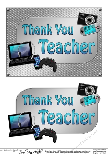 5x7 THANK YOU  TEACHER Gadgets n Gizmos 3D Decoupage