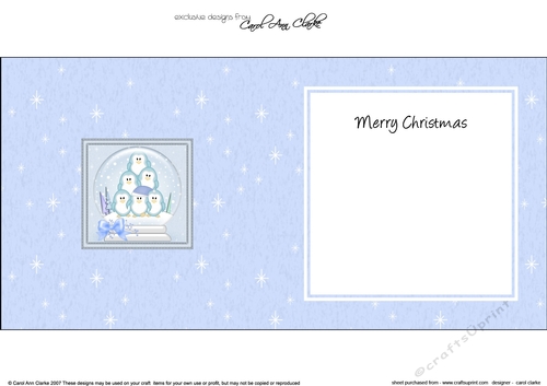 Christmas Cute Little Penguins Snowglobe square landscape insert