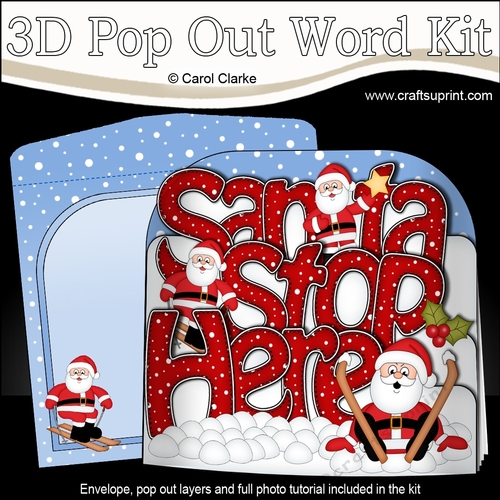 3D Pop Out Christmas Word Card Kit - SANTA STOP HERE with Santa