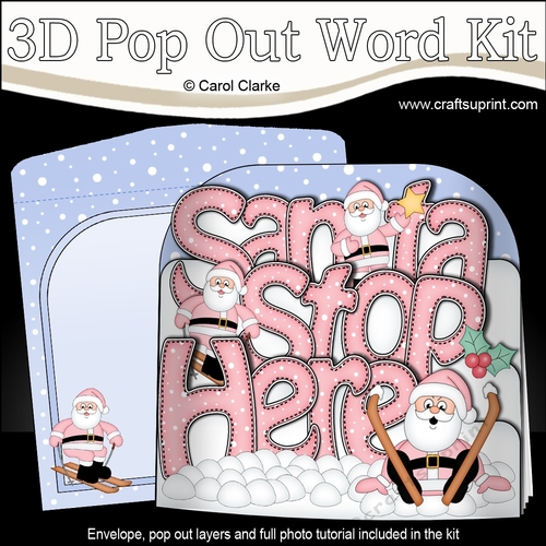3D Pop Out Christmas Word Card Kit - SANTA STOP HERE with Santa