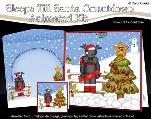 3D Animated Sleeps Till Santa Christmas Tree Countdown Card Kit - Little Scottie Dog Hamish
