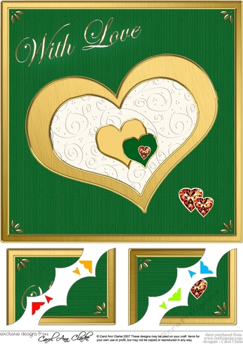 8 x 8 Elegant Hearts Scalloped corner Topper
