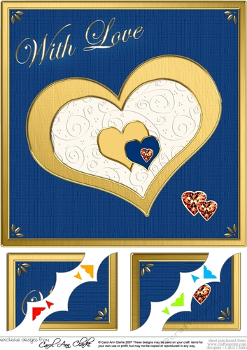 8 x 8 Elegant Hearts Scalloped corner Topper
