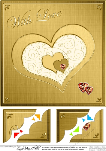 8 x 8 Elegant Hearts Scalloped corner Topper
