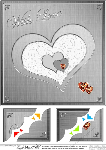8 x 8 Elegant Hearts Scalloped corner Topper