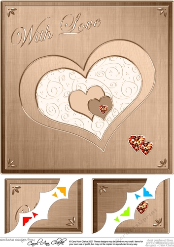 8 x 8 Elegant Hearts Scalloped corner Topper