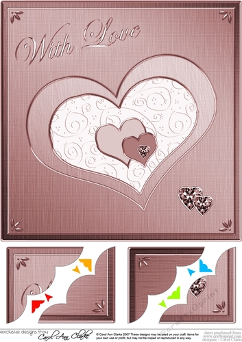 8 x 8 Elegant Hearts Scalloped corner Topper