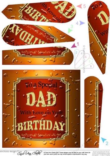Happy Birthday DAD Beer Label Fan Pyramage Topper