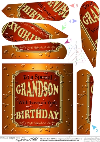 Happy Birthday GRANDSON Beer Label Fan Pyramage Topper