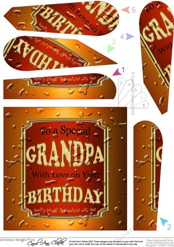 Happy Birthday GRANDPA Beer Label Fan Pyramage Topper