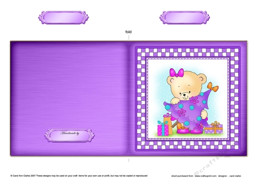 Cute Hunney Bear Rosie has a Christmas Tree - Cut and Fold Quick Card  