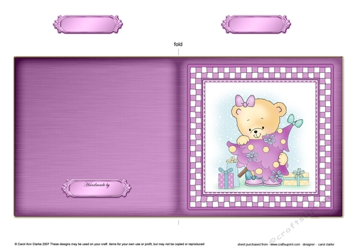 Cute Hunney Bear Rosie has a Christmas Tree - Cut and Fold Quick Card  