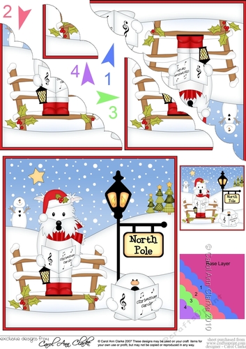 Christmas Westie Dog is at the North Pole Scalloped Corner Stacker