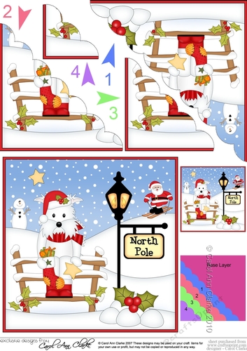 Christmas Westie Dog is at the North Pole Scalloped Corner Stacker