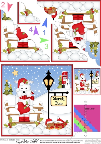 Christmas Westie Dog is at the North Pole Scalloped Corner Stacker