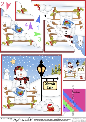 Christmas Snowman Mac is at the North Pole Scalloped Corner Stacker