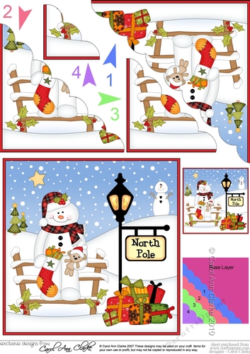 Christmas Snowman Mac is at the North Pole Scalloped Corner Stacker