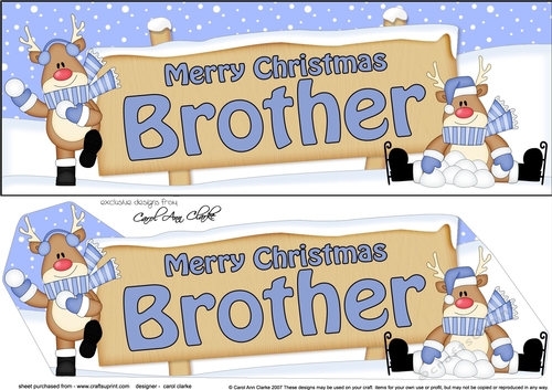 large DL Merry Christmas BROTHER with Rudolph 3D decoupage