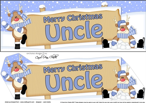 large DL Merry Christmas UNCLE with Rudolph 3D decoupage