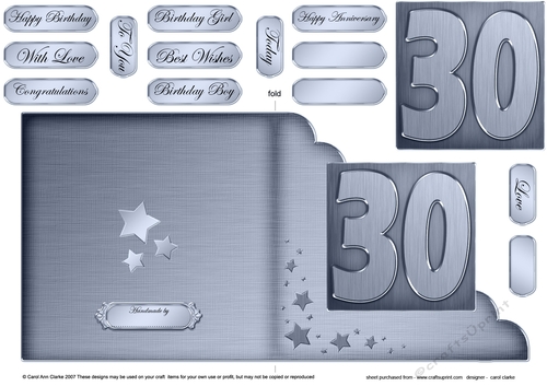30th Metallic Age Cut and Fold Corner Card