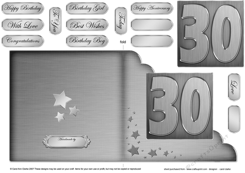 30th Metallic Age Cut and Fold Corner Card