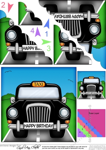 Fun Birthday Black Taxi Scalloped Corner Stacker