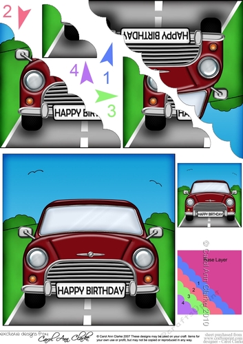 Fun Birthday Red Mini Car Scalloped Corner Stacker