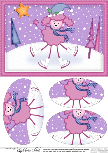 A5 Cute Christmas Poodle Dog Oval Pyramage Topper