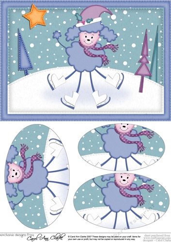 A5 Cute Christmas Poodle Dog Oval Pyramage Topper