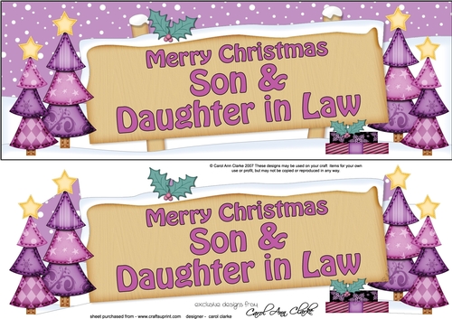 large DL Merry Christmas SON & DAUGHTER IN LAW with Xmas Trees 3D decoupage