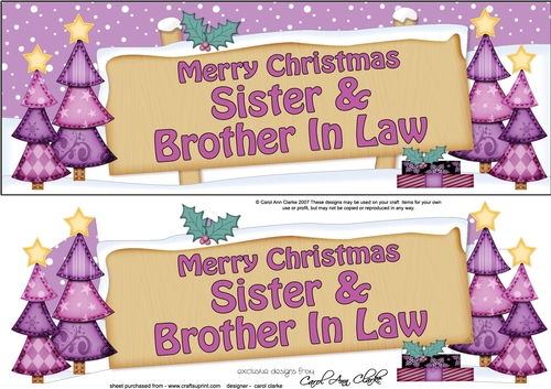large DL Merry Christmas SISTER & BROTHER IN LAW with Xmas Trees 3D decoupage