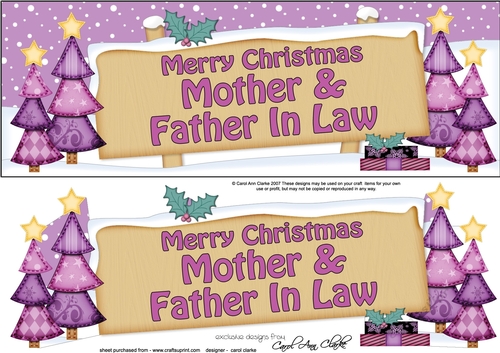 large DL Merry Christmas MOTHER & FATHER IN LAW with Xmas Trees 3D decoupage