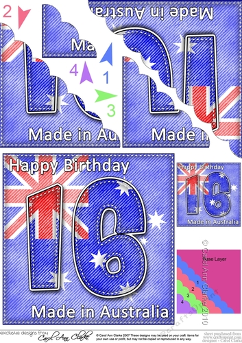 Flying the Flag AUSTRALIA 16th Birthday Scalloped Corner Stacker